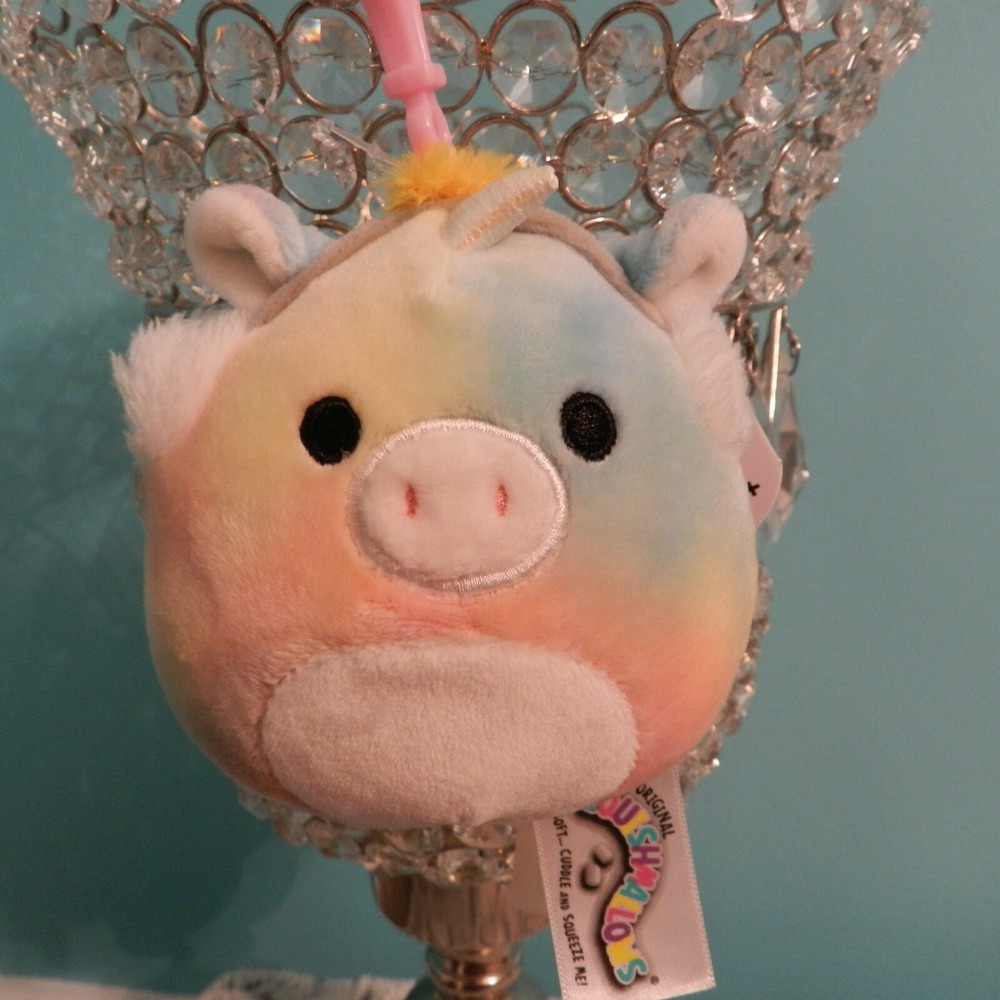 NWT 2020 Squishmallows 3.5 Esmerelda the Unicorn Earmuffs Clip Christmas Plush